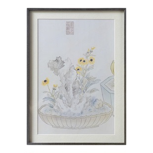 若奈 故宫馆藏！东方文房丝巾画菊梅水墨工笔挂画收藏