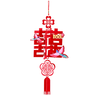 结婚喜字专用挂饰婚房布置婚礼女方卧室新房门口囍字装饰灯笼挂件