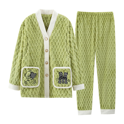 月子服冬厚款珊瑚绒加厚孕妇睡衣秋冬季孕期专用产后产妇哺乳套装