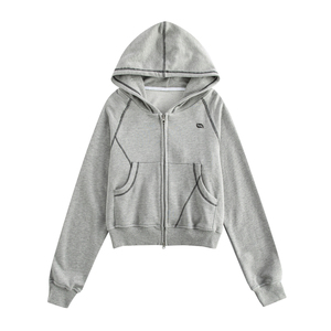 riverstone plus 纯色明线拉链开衫运动卫衣套装女春宽松休闲卫裤