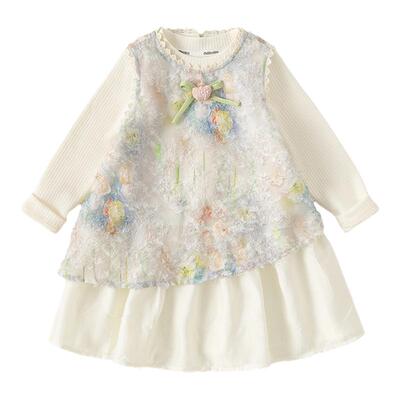 INSbobo儿童花朵装饰无袖连衣裙