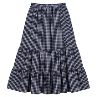 笛莎官方童装女童半身裙夏季新款青少年女孩学生格纹A版半身长裙