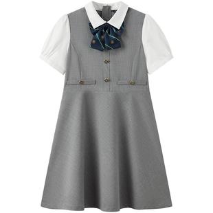 eland kids衣恋童装女童连衣裙夏季休闲学院风演出服时尚甜美裙子