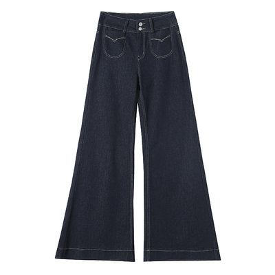 秋冬加绒不贴腿微喇牛仔裤