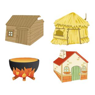 三只小猪盖房子绘本毛毡the three little pigs围裙剧幼儿园教具