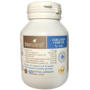 澳洲原装进口BIO-ISLAND宝宝鳕鱼肝油/婴儿鱼油90粒