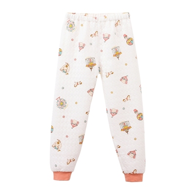 丽婴房秋冬加厚夹棉天丝空气层儿童裤子女童男童家居裤子睡裤睡衣