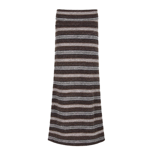 OKOK LOVEU 织纹漫记条纹针织毛呢半身裙女腰部折堆叠休闲一步裙