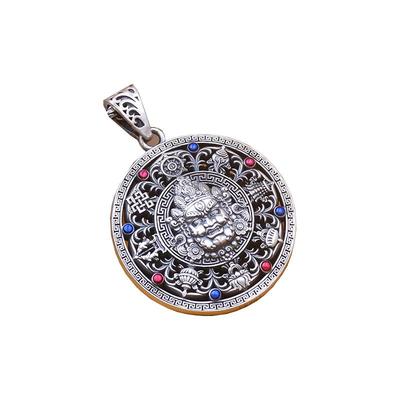 黄财神八宝罗盘9999足银吊坠