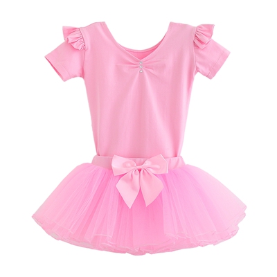 儿童舞蹈服女短袖练功服体操服女童春夏跳舞裙幼儿芭蕾舞中国舞服