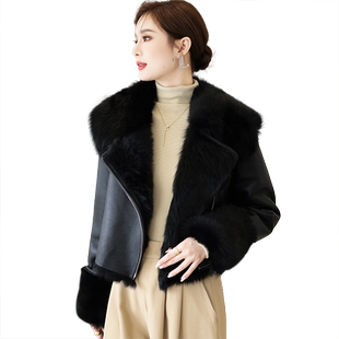 羊皮毛一体外套女短款2025冬装新托斯卡纳羊羔毛羊剪绒真皮草大衣