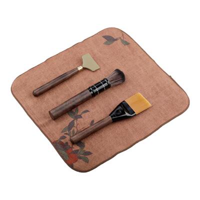 套装田园黑檀木实木茶笔茶刮茶巾
