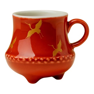 束刻中国红飞鹤九霄三足茶杯小号喝茶杯品茗杯轻奢家用闻香杯客杯