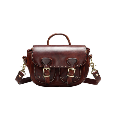 植鞣牛皮马鞍包真皮斜挎手提