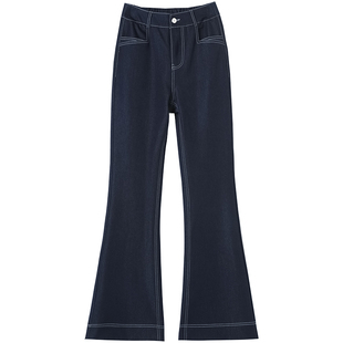 青少年初中女生微喇牛仔裤大童女孩秋冬季加绒加厚裤子学生休闲裤