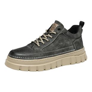 海澜之家鞋子男鞋2025新款冬季休闲真皮工装板鞋加绒增高马丁皮鞋