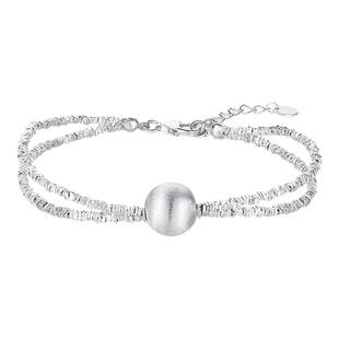 周大生碎银子手链女S925纯银双层叠戴轻奢高级感生日礼物送女友