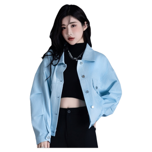 chic彩色牛仔外套女春秋季2026年新款独特上衣韩系休闲小个子夹克