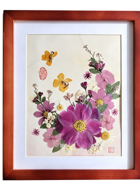 成品押花装饰画牡丹花吉祥如意