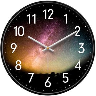 家用挂钟2026新款客厅电子时钟静音表挂墙简约大气自动对时挂钟