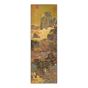 新中式山水挂画桃村草堂图客厅玄关装饰画国风艺术壁画田园风景画