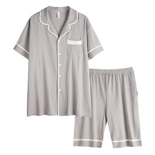 轩靓男士睡衣夏季纯棉短袖短裤夏天薄款休闲大码家居服男款套装