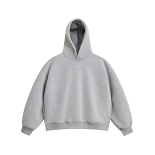 男道美式cleanfit短款基础纯色重磅连帽卫衣男女套头外套宽松帽衫