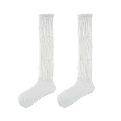 芭蕾风蝴蝶结夏薄款小腿堆堆袜