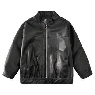 男童皮衣夹克外套2026春春装新款儿童中大童男孩春季帅气时髦上衣