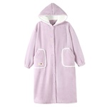 睡袍女秋冬季长款珊瑚绒2024新款保暖高级感连帽睡衣家居服套装冬