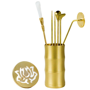 黄铜香道工具套装打香篆七件套家用香具香铲香勺香灰空熏铜灰压押