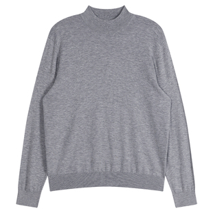 MCCEVTG纯色保暖 羊毛混纺半高领毛衣男黑色长袖休闲针织衫冬季