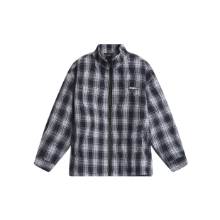 VETEMENTS新款棉涤混纺提花压褶格纹男女冬季保暖棉服36711503