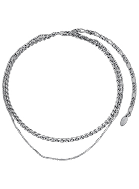 双层链条叠戴项链男金属潮流颈链