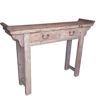 侘寂风家具老榆木玄关条案小户型门厅中古神台风化老门板免漆供桌