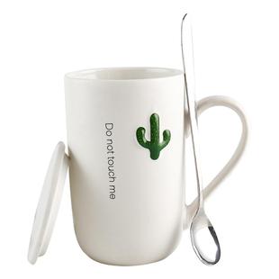 杯子陶瓷带盖勺子陶瓷杯水杯家用喝水可爱女生简约男孩学生马克杯