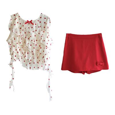 复古小众设计感上衣+a字半身裙