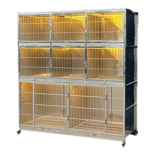 大牛不锈钢狗笼宠物店寄养笼三层双层多层医院住院笼实心狗笼子