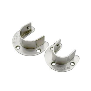 加厚衣柜挂衣杆固定托座 304不锈钢开口法兰圆管座晾衣杆托架底座