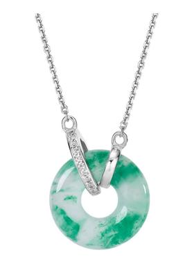 天然非洲翠平安扣甜甜圈项链女