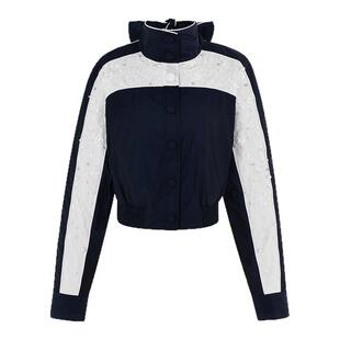 lefame拉飞姆2025秋冬新款拼色设计时尚蝴蝶结钉珠短棒球服外套