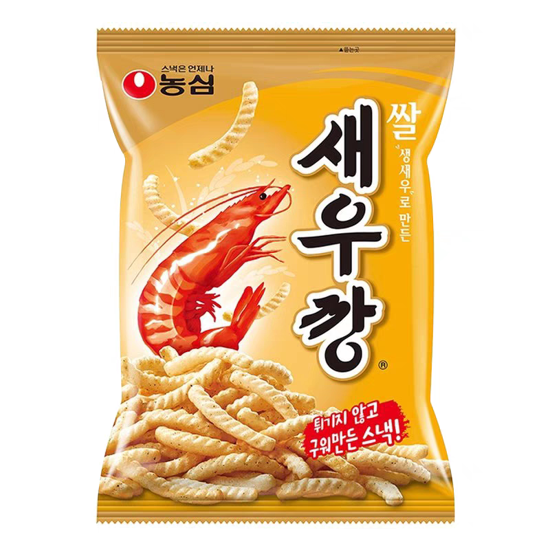 韩国进口食品农心大米虾条膨化零食鲜虾条办公室休闲零食80g袋装