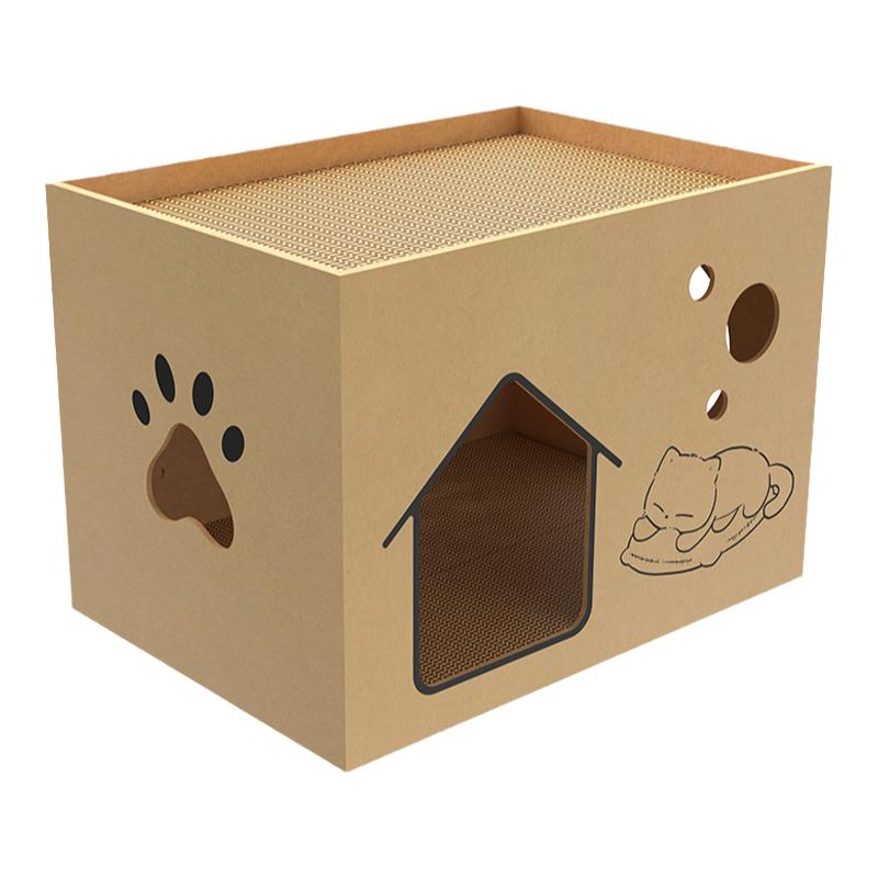 猫抓板猫窝一体耐抓耐磨不掉屑双层瓦楞纸纸箱猫屋猫咪玩具用品