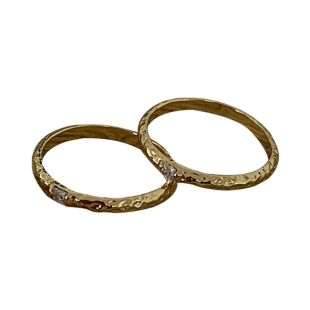 Wearring 手作复古不规则锆石闪钻细戒指女 日韩简约网红镀金指环