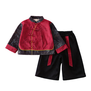 亲子拜年服宝宝唐装男童汉服秋冬季古风男孩新年装儿童新中式套装