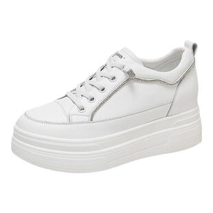 厚底内增高小白鞋女真皮2026夏季新款小个子松糕百搭休闲韩版女鞋