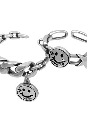 ins埃斯五角星潮百搭笑脸指环