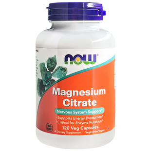 美国now foods诺奥柠檬酸镁胶囊400mg120粒 镁补充剂成人镁元素