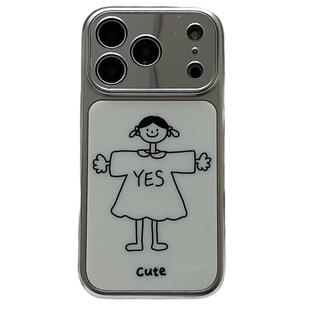 简约个性线条小人插画适用苹果17Promax手机壳iphone16pro新款15pro小众16pm情侣14pro硅胶17pro创意电镀全包