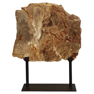 栗石侘寂风天然矿石木化石摆件中式美学书房客厅电视柜桌面工艺品